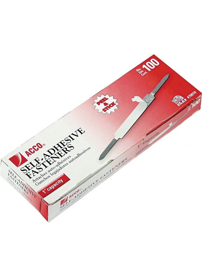 ACCO Self-Adhesive Fasteners, 1" Capacity, Economy, 100 Fasteners/Box (70010),Silver