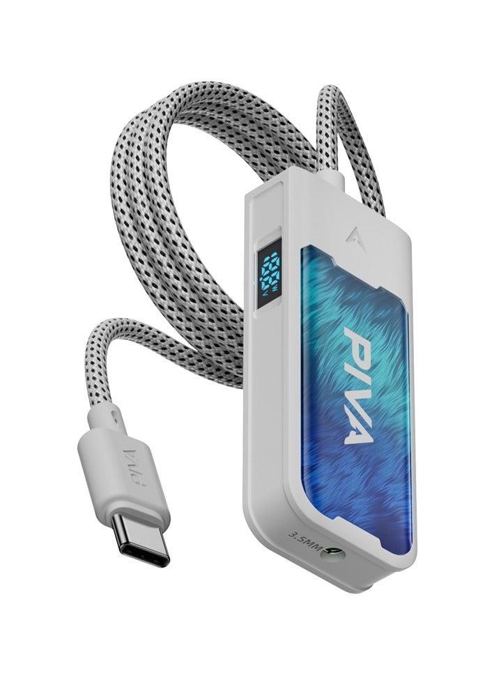 PIVA G31 3 in 1 USB C to Type-C Adapter with 60W Fast Charging, 32bit/HZ Khz Mbps DAC, 3.5mm/Type-C Audio Port with Charging Power Display Compatible with Type-C Devices, Type-C iPhones, and iPads - Image 1