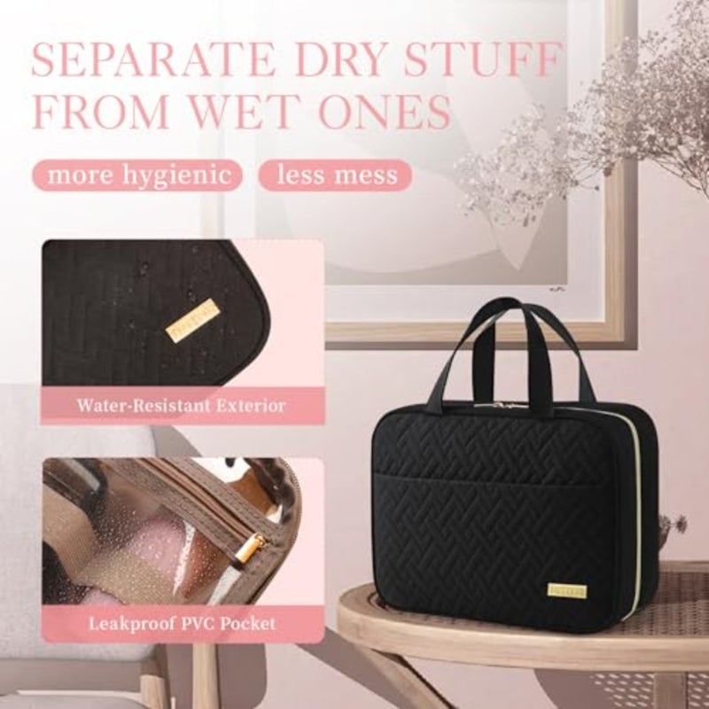 Travel Toiletry Bag, Hanging Toiletry Bag for Women and Men, Waterproof Makeup Bag with Large Compartment, Travel Essentials, Black - Image 5