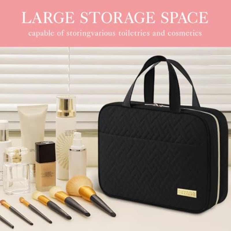 Travel Toiletry Bag, Hanging Toiletry Bag for Women and Men, Waterproof Makeup Bag with Large Compartment, Travel Essentials, Black - Image 2