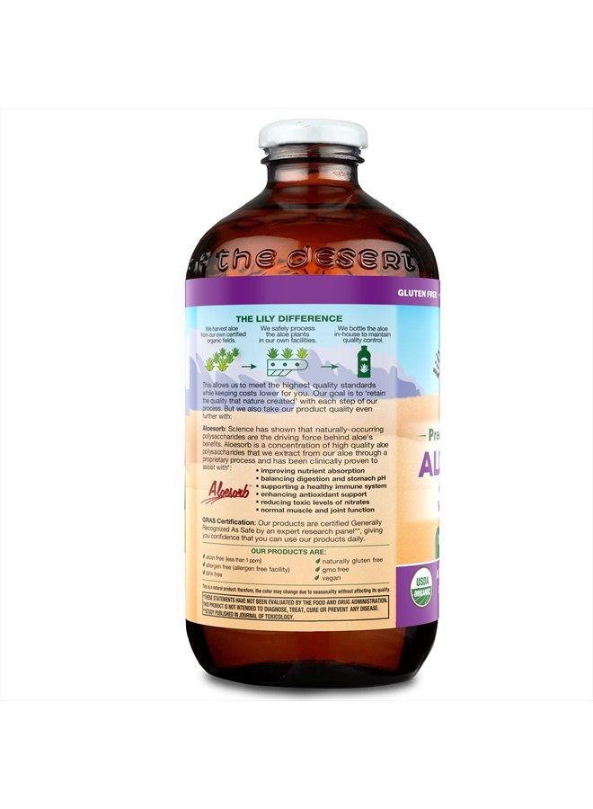 Lily Of the Desert Aloe Vera Juice, Preservative Free - Whole Leaf Filtered Aloe Vera Drink, USDA-Certified Organic Aloe Juice for Gut Health, Wellness, Glowing Skin, 32 Fl Oz  - Image 3