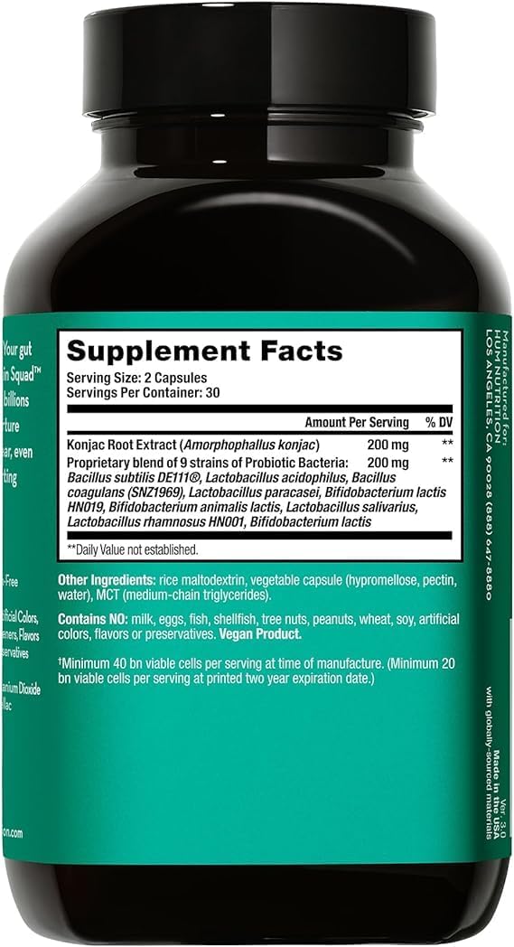 HUM Skin Squad  Probiotic Supplement for Clear Skin  Gut Health  Microbiome Probiotics for Breakouts 60Count - Image 4