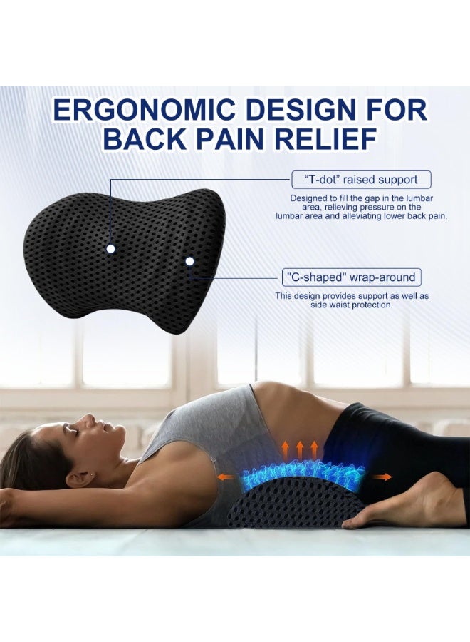 Arabest Ergonomic Memory Foam Lumbar Cushion, Lumbar Back Cushion, Lumbar Cushion for Car Seats and Office Chairs (Black) - Image 4