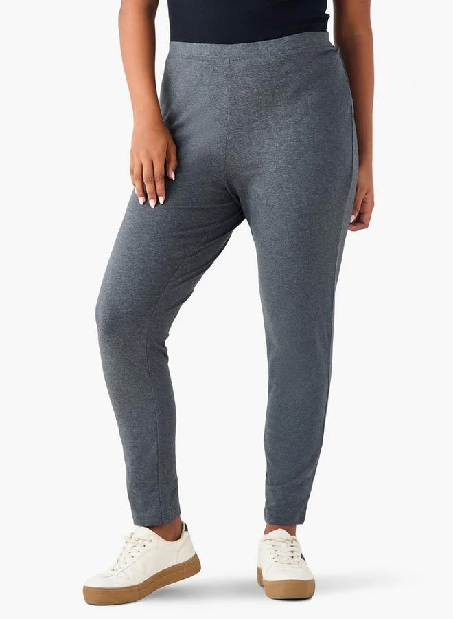 Ulla Popken Set of 2 - Plus Size Ulla Popken Elasticated Waist Leggings