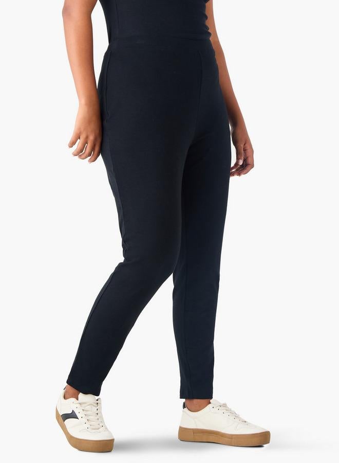 Ulla Popken Set of 2   Plus Size Ulla Popken Elasticated Waist Leggings - Image 3