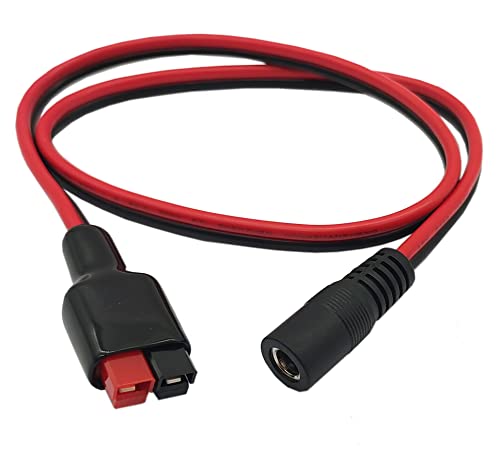 Halokny 14AWG DC 5.5mm x 2.1mm Power Plug Extension Cable Connector for Generator Backup Battery and Foldable Solar Panel, Compatible Anderson PowerPole Port - 60CM/2Ft (5.5x2.1mm Female) - Image 1