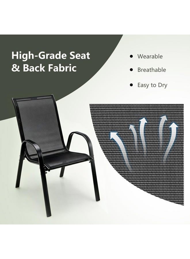 Giantex Set of 4 Patio Chairs, Stackable Outdoor Dining Chairs, 330 LBS Capacity, All Weather Resistant, Heavy Duty Rustproof Metal Armchairs, Lawn Chairs for Front Porch Yard Pool Garden - Image 3