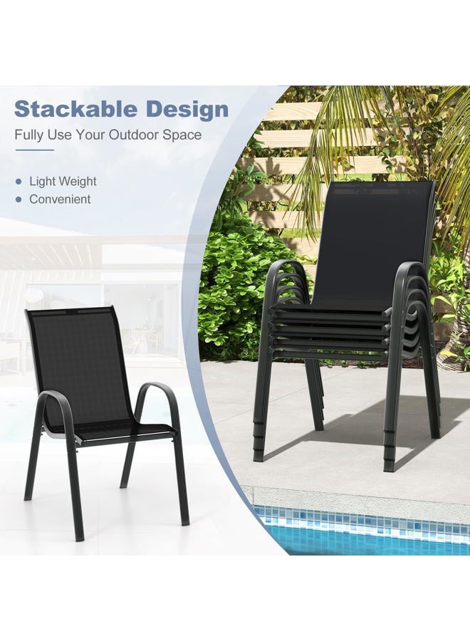 Giantex Set of 4 Patio Chairs, Stackable Outdoor Dining Chairs, 330 LBS Capacity, All Weather Resistant, Heavy Duty Rustproof Metal Armchairs, Lawn Chairs for Front Porch Yard Pool Garden - Image 5