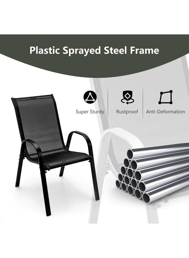 Giantex Set of 4 Patio Chairs, Stackable Outdoor Dining Chairs, 330 LBS Capacity, All Weather Resistant, Heavy Duty Rustproof Metal Armchairs, Lawn Chairs for Front Porch Yard Pool Garden - Image 4