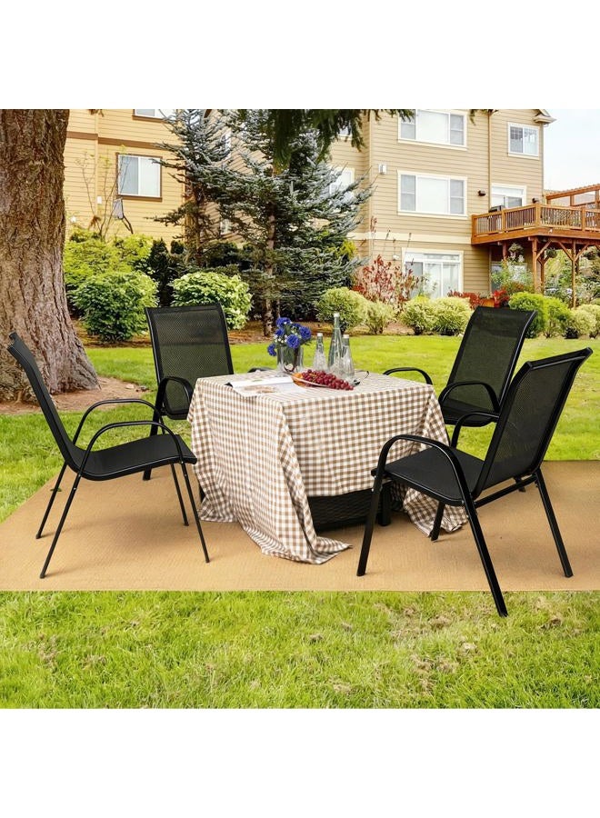 Giantex Set of 4 Patio Chairs, Stackable Outdoor Dining Chairs, 330 LBS Capacity, All Weather Resistant, Heavy Duty Rustproof Metal Armchairs, Lawn Chairs for Front Porch Yard Pool Garden - Image 2