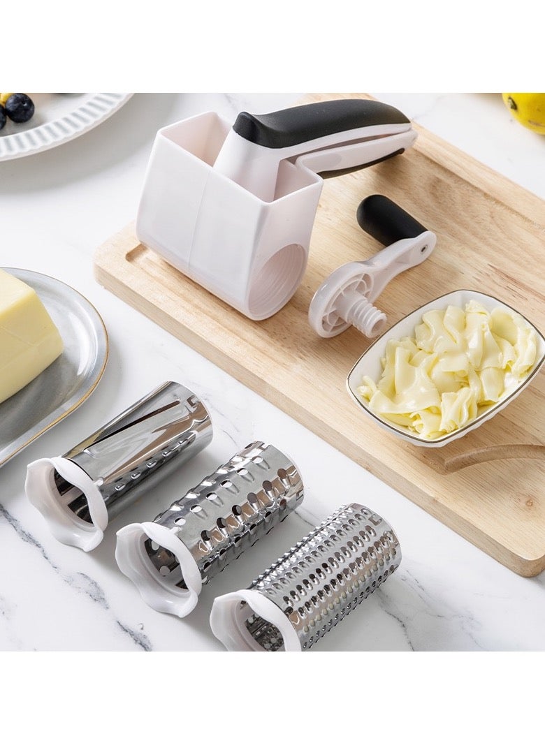Stainless Steel Cheese Grater, 3-in-1 Shredder/Slicer with 304 Blades & Safe Grip - Easy Clean for Arabic Cheese, Halloumi, Cooking - Image 2