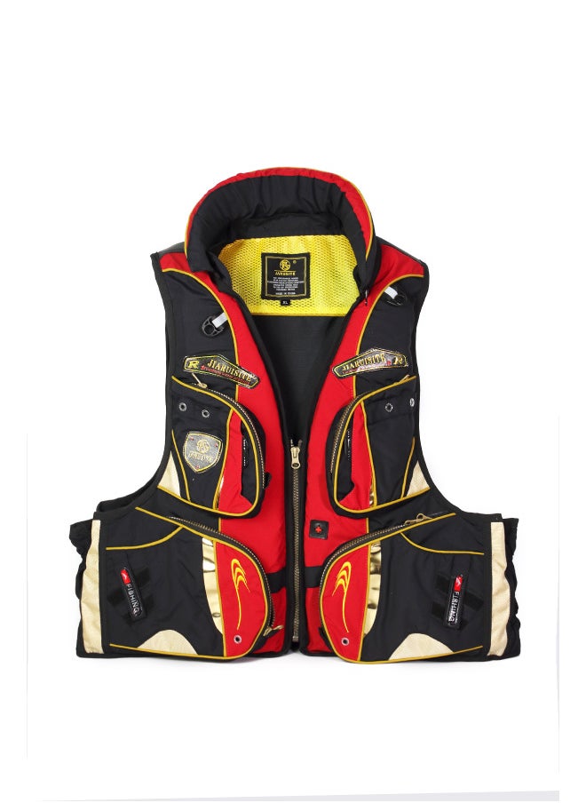 Generic Luya Life Jacket Detachable Adult Swimming Large Buoyancy Vest Portable Fishing Special Equipment Vest-Color:Red 3XL  - Image 1