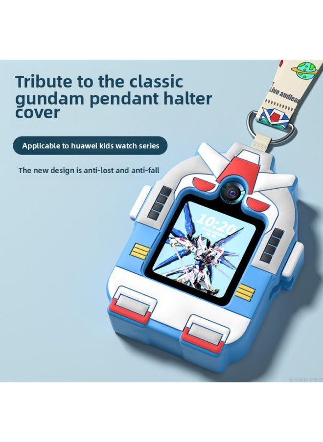 Generic - Suitable For HuaweiChildren's Phone Watch 3pro Strap Hanging Collar 5X Gundam 5XPro Silicone 4 Pendant 3 Protection-Color:Free Gundam Protective Cover +2 Pieces Of Tempered Film + Liquid Lanyard + Cartoon Gundam Lanyard-Specifications:Applicable: For HuaweiChildren's Watch 3pro/Super Version - Image 1