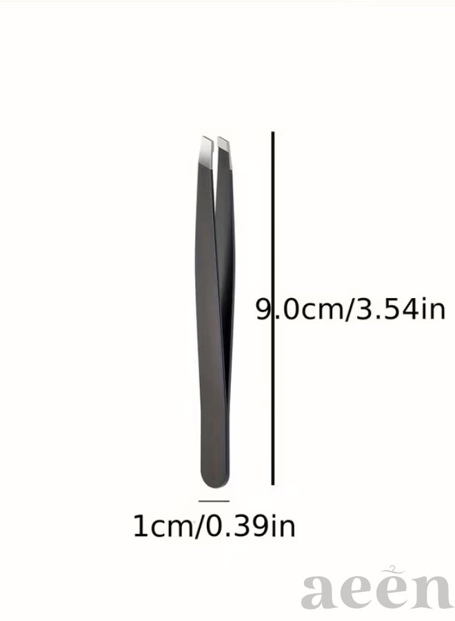 aeen Precision Slant Tip Eyebrow Tweezers – Stainless Steel Matte Black Hair Removal Tweezer for Eyebrows & Facial Hair - Image 3