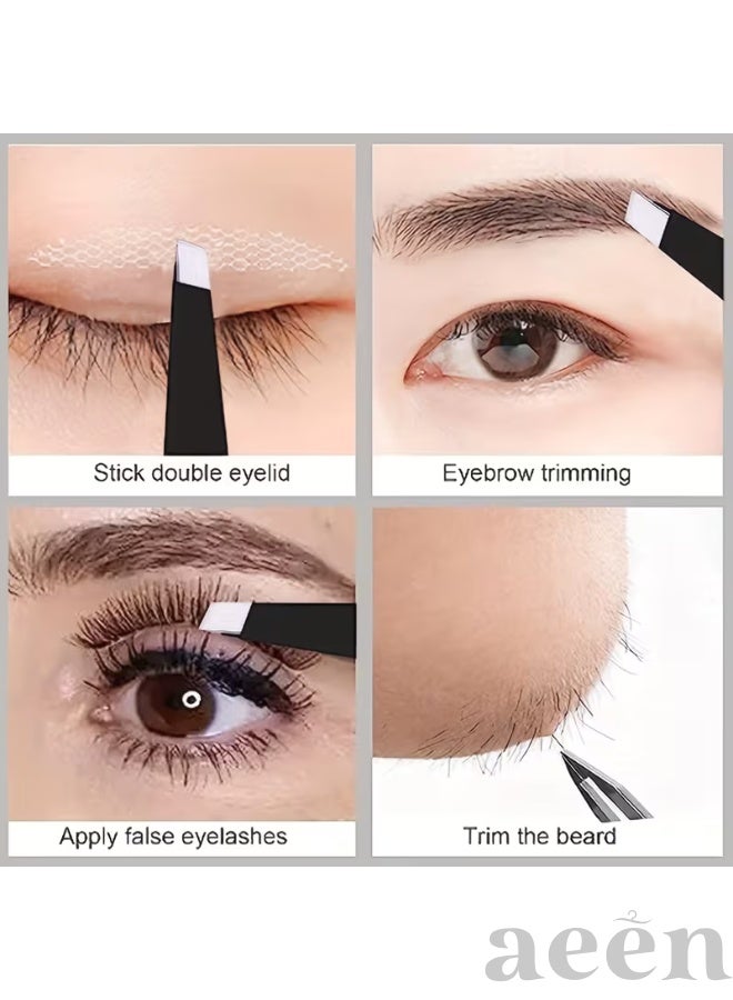 aeen Precision Slant Tip Eyebrow Tweezers – Stainless Steel Matte Black Hair Removal Tweezer for Eyebrows & Facial Hair - Image 4
