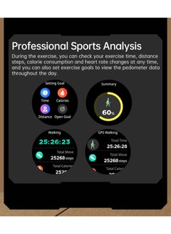 Generic GT 100 Bluetooth Smart Watch With Earbuds 1.43 HD Screen For Men Rugged Bluetooth Call Answer Calls Fitness Tracker Ip67 Waterproof AI Voice Assistant Grey  - Image 4