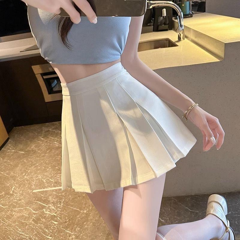 Black Pleated Skirt Women'S Summer Style Girl Skirt Small High Waist A- Line Suit Skirt Pants - Image 4