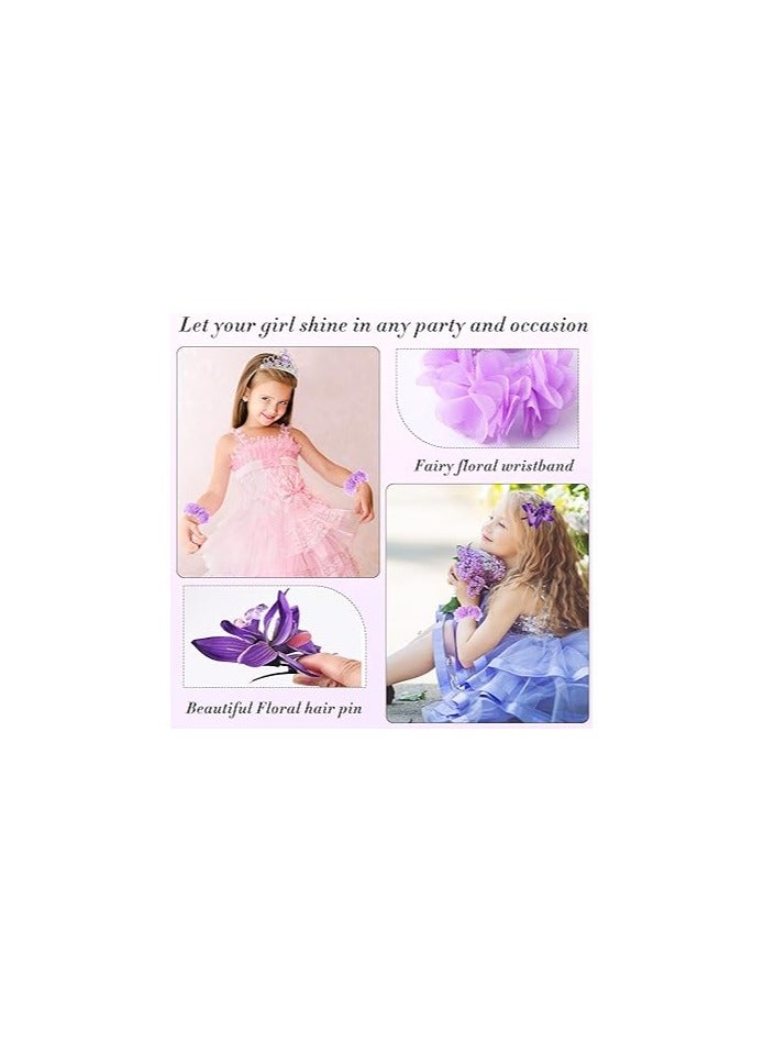 Zikra 7-Piece Little Girl Princess Accessories Set - Includes Crown, Wand, Tiara, Necklace, Wristbands, Earrings, and Floral Hair Pin for Birthday Cosplay Parties, Ideal for Girls Aged 3-13. - Image 3