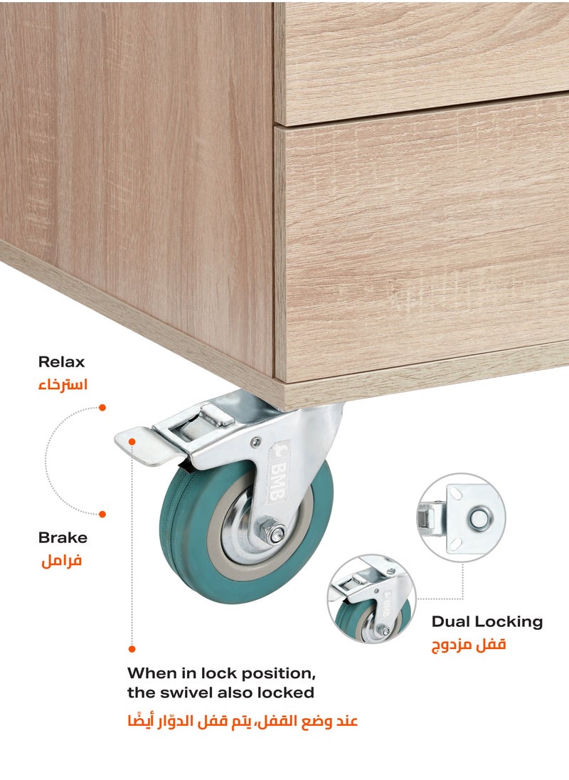 BMB tools 4-Piece Grey Rubber Caster - Plate - Swivel with Brake / 100mm  - Image 3