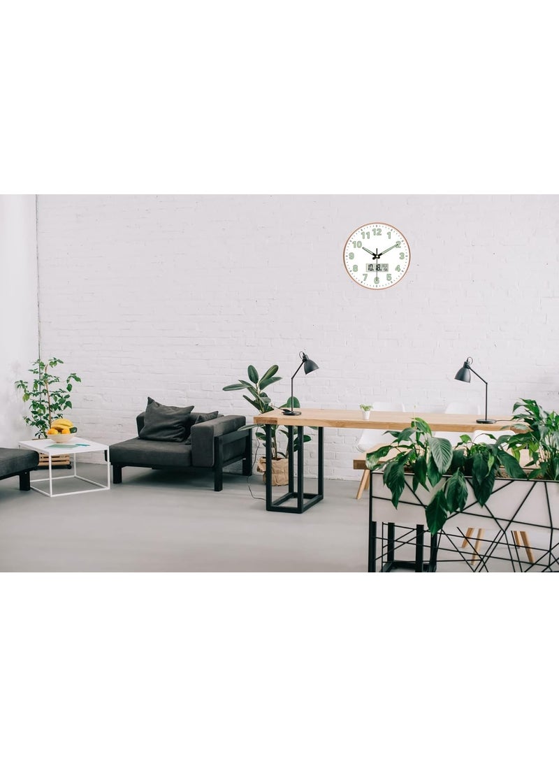GRACIOUS MART GRACIOUS MART NonTicking Silent Battery Operated Round Wall Clock Modern Simple Style Decor Clock for HomeOfficeSchoolKitchenBedroomLiving Room Radium White Digital  - Image 3