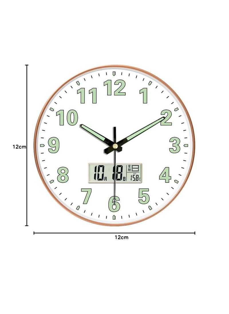 GRACIOUS MART GRACIOUS MART NonTicking Silent Battery Operated Round Wall Clock Modern Simple Style Decor Clock for HomeOfficeSchoolKitchenBedroomLiving Room Radium White Digital  - Image 5