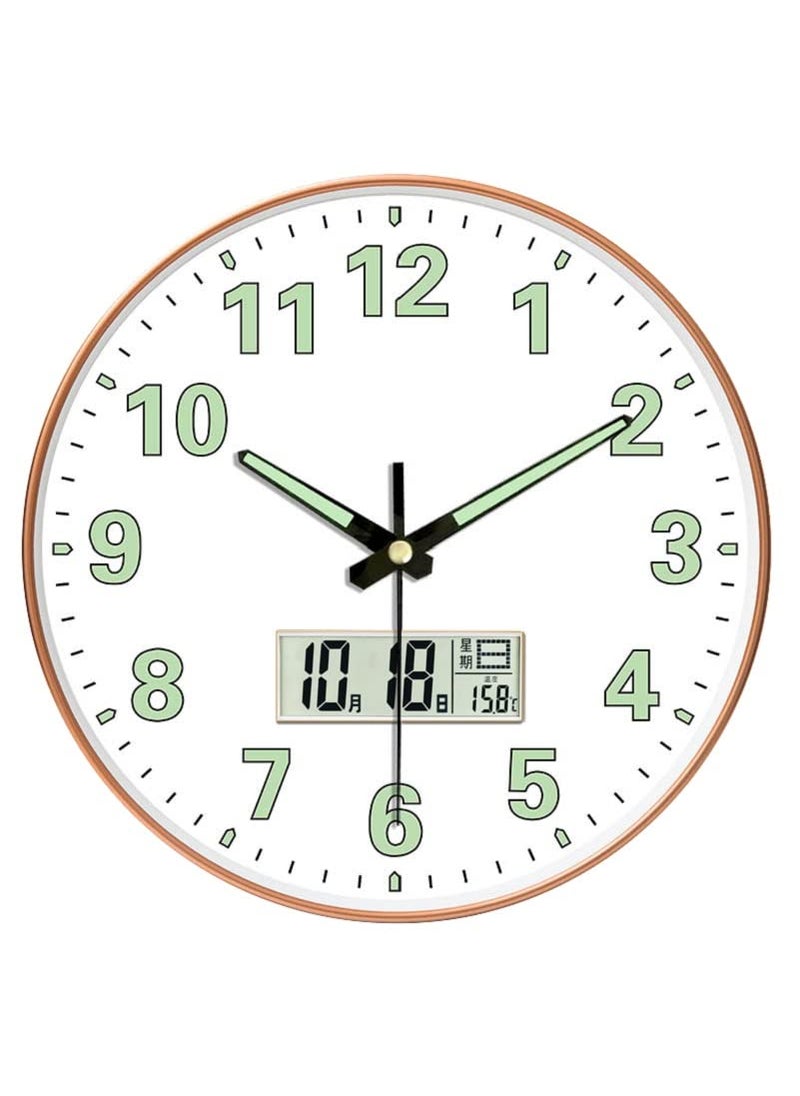 GRACIOUS MART GRACIOUS MART NonTicking Silent Battery Operated Round Wall Clock Modern Simple Style Decor Clock for HomeOfficeSchoolKitchenBedroomLiving Room Radium White Digital  - Image 1