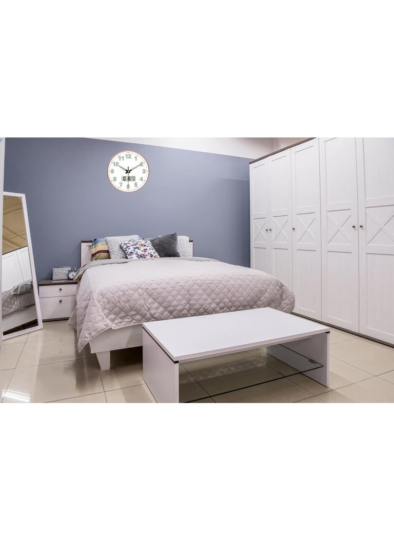 GRACIOUS MART GRACIOUS MART NonTicking Silent Battery Operated Round Wall Clock Modern Simple Style Decor Clock for HomeOfficeSchoolKitchenBedroomLiving Room Radium White Digital  - Image 4