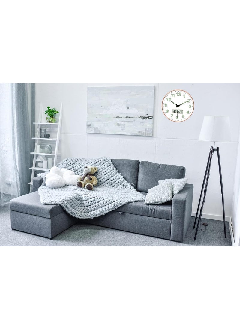 GRACIOUS MART GRACIOUS MART NonTicking Silent Battery Operated Round Wall Clock Modern Simple Style Decor Clock for HomeOfficeSchoolKitchenBedroomLiving Room Radium White Digital  - Image 2
