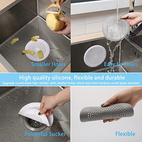 QiyuanLS 2 Pack Drain Hair Catcher Durable Silicone Hair Stopper Shower Drain Covers Easy to Install and Clean Suit for Bathroom Bathtub and Kitchen （White） - Image 4