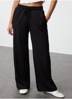 trendyol Black Wide Leg Ribbed Stretch Trousers TWOAW25PL00008  - Image 3