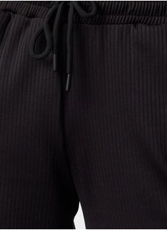 trendyol Black Wide Leg Ribbed Stretch Trousers TWOAW25PL00008  - Image 4
