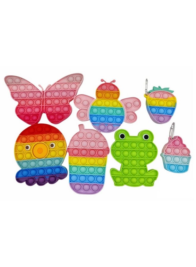 FunBlast Pop It Toys for Kids - Pack of 7 Pcs Push Pop Bubble Fidget Sensory Toy for Kids and Adults, Squeeze Fidget Popper Stress Reliever, Autism Special Needs Silicone Stress Reliever - Image 1