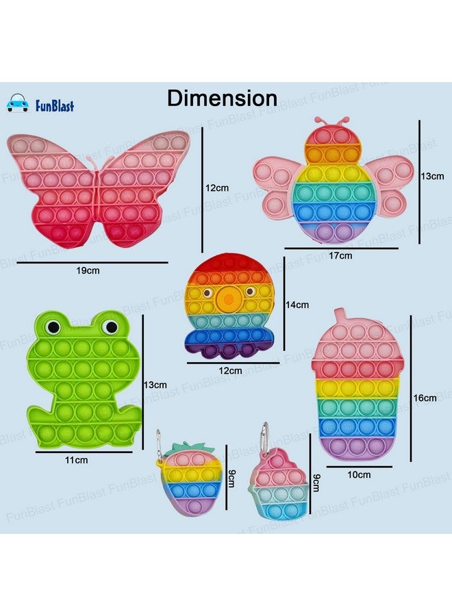 FunBlast Pop It Toys for Kids - Pack of 7 Pcs Push Pop Bubble Fidget Sensory Toy for Kids and Adults, Squeeze Fidget Popper Stress Reliever, Autism Special Needs Silicone Stress Reliever - Image 3