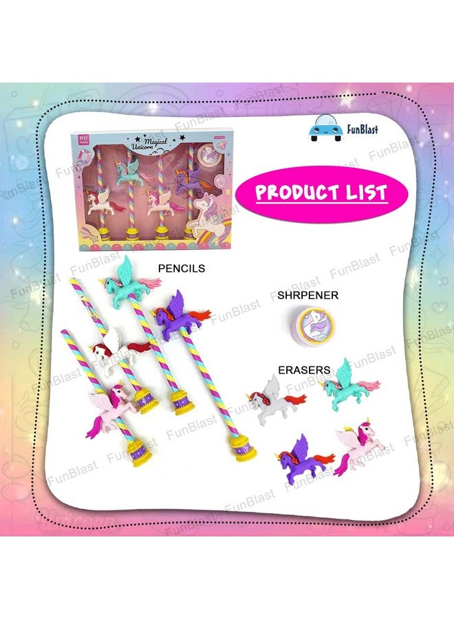 FunBlast Unicorn Stationary Kit - Pencil Eraser And Sharpener - Stationary Kit Set For Girls/Birthday Gift/Return Gift (Multicolor), Adults - Image 3