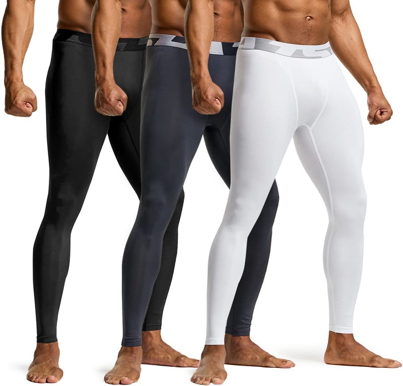 TSLA Men's Compression Pants - Cool Dry Athletic Sports Workout Running Tights Leggings Baselayer, 3pack Cool Dry Black/Charcoal/White, X-Large - Image 2