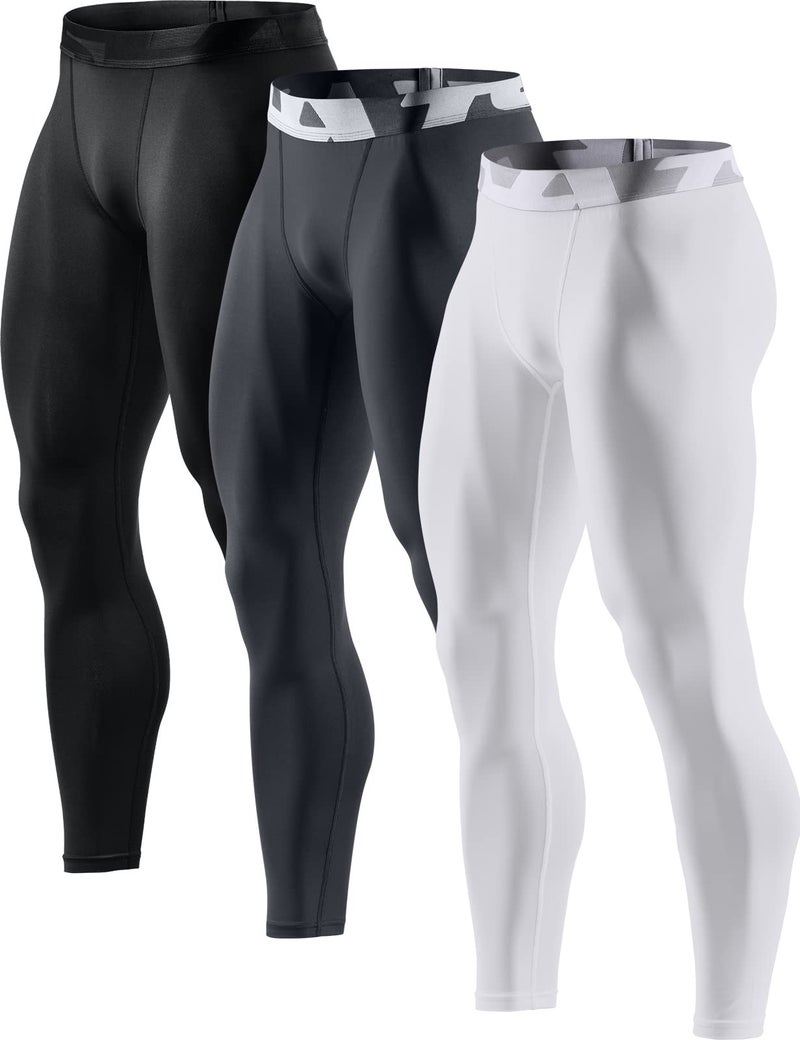 TSLA Men's Compression Pants - Cool Dry Athletic Sports Workout Running Tights Leggings Baselayer, 3pack Cool Dry Black/Charcoal/White, X-Large - Image 1