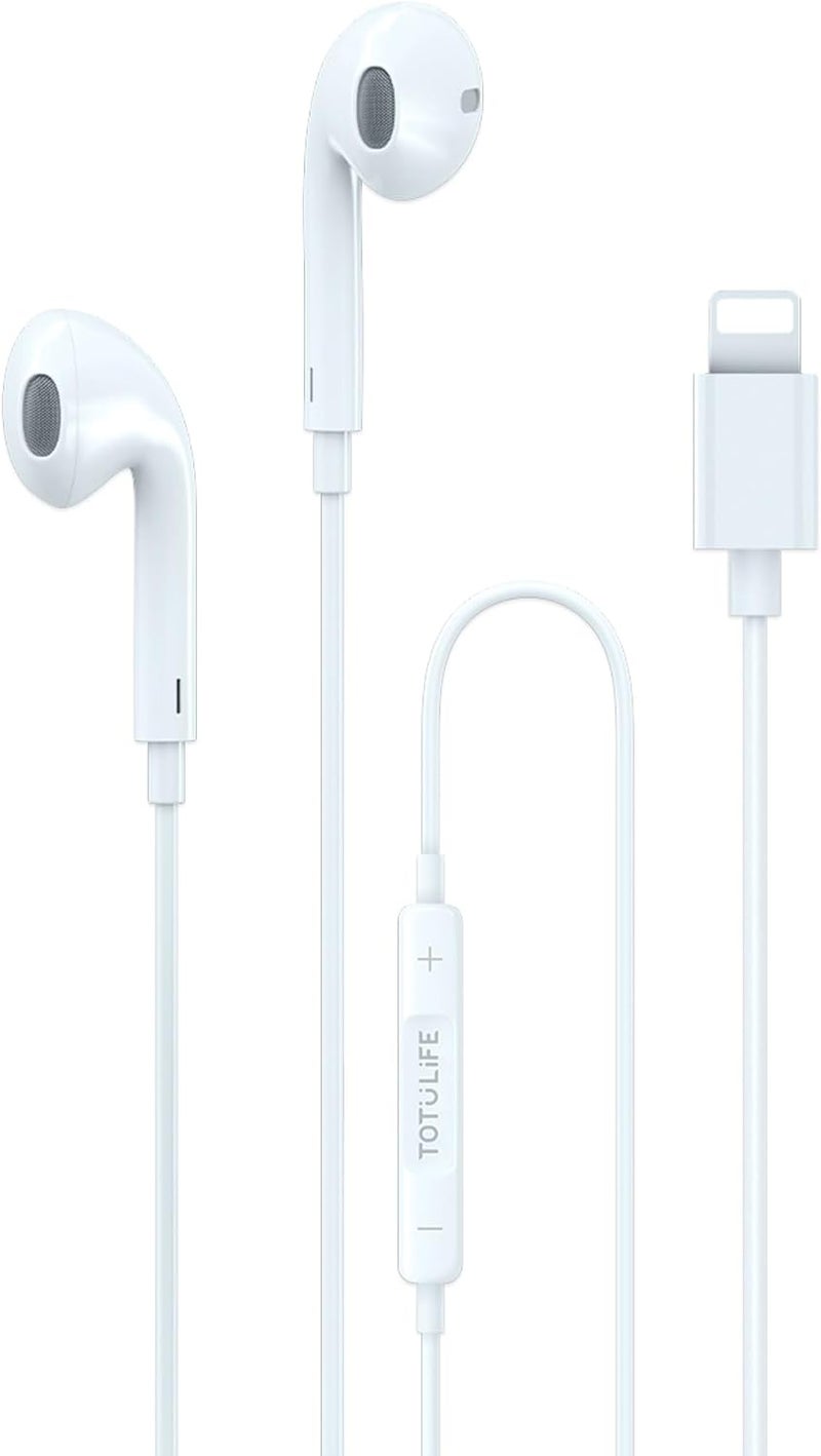 TOTULIFE PURE Series Lightning Stereo Earphone - White - Image 1