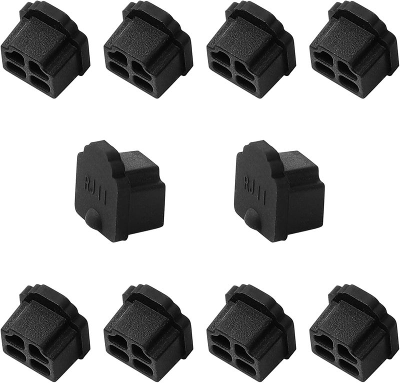 Piplus Pi+® (PiPlus®) RJ11 Anti Dust Plug Port Dust Silicone Covers Caps Stoppers, [for Phone, Modem] -10 Units - Image 1
