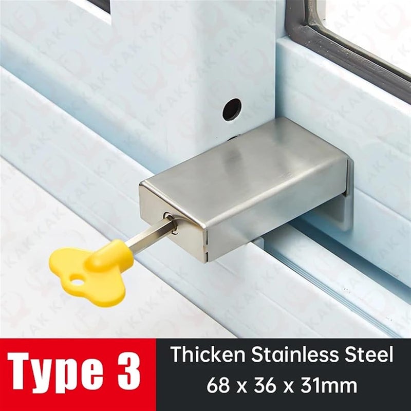 Type 3 Adjustable Window Lock Stopper Safety for Kids Pets Anti Theft Sliding Door Hardware - Image 3