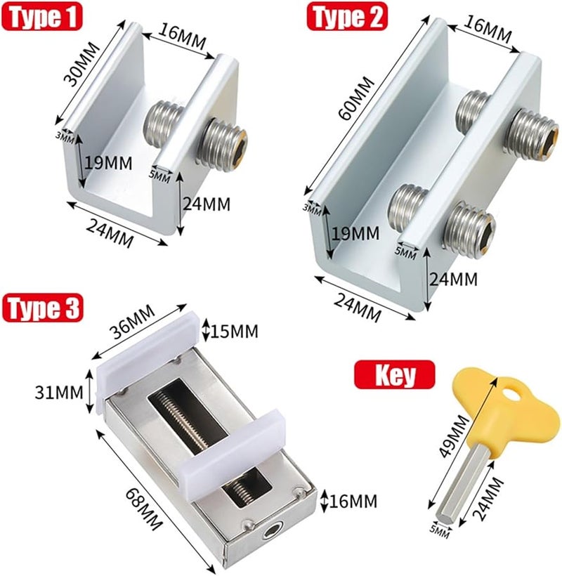 Type 3 Adjustable Window Lock Stopper Safety for Kids Pets Anti Theft Sliding Door Hardware - Image 4