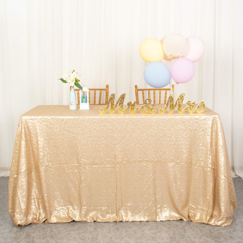 ShiDianYi Matte Gold 70x70Inch Elegant Sequin Table Cover  Square Table Cloth for Party