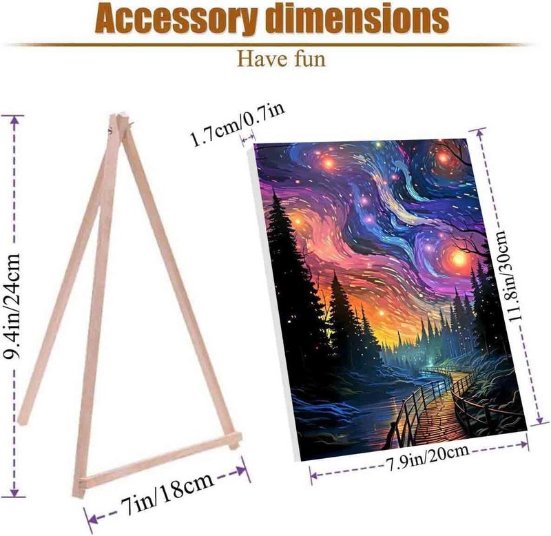 VIGEGU 4 Pack Paint by Numbers Kit for Adults Beginner with Frame,Paint by Number with Wooden Easel DIY Starry Sky Beach Waterfall Landscape Adult Paint by Number Kits for Home Decor 7.8x11.8inch ï»¿ - Image 3