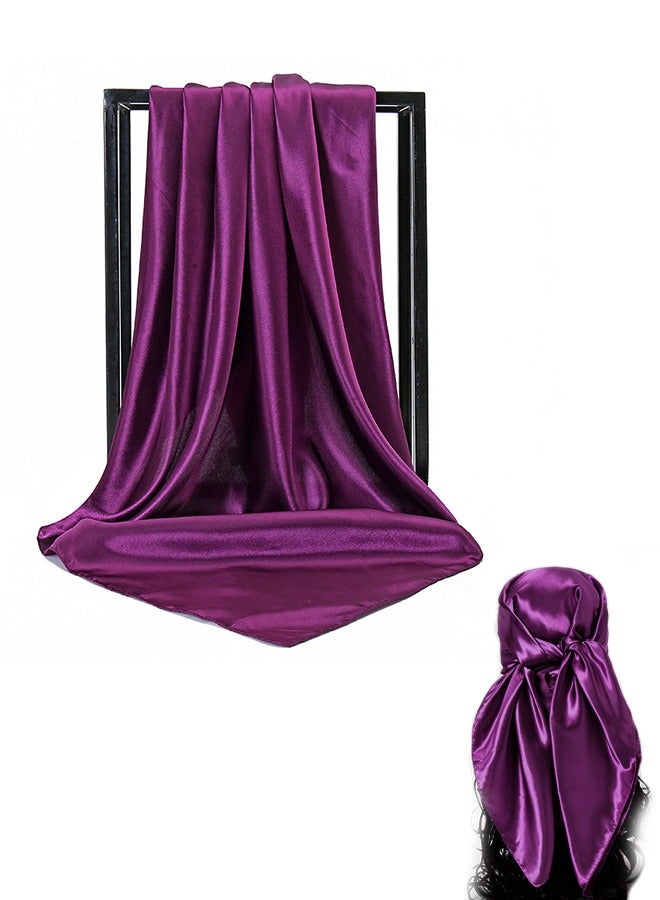 وشاح شعر من الساتان، وشاح رأس، منديل، 27.5 بوصة من الحرير، وشاح للرقبة لف الشعر الحريري للنساء والفتيات، إكسسوارات شعر الفتيات (أرجواني) - Image 1