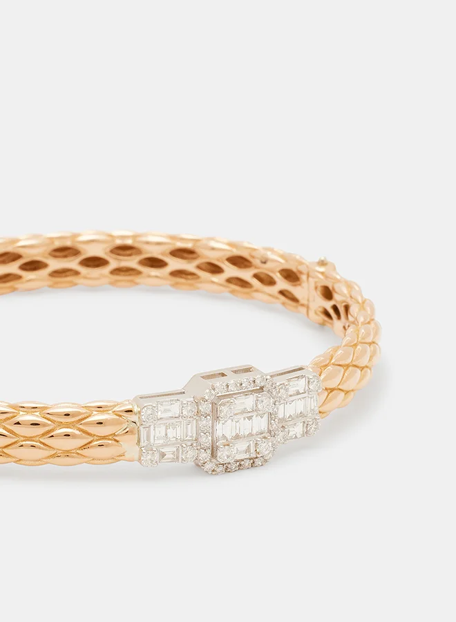 Annaka 18Kt Rose+White Gold Bangles Studded with Natural Diamonds