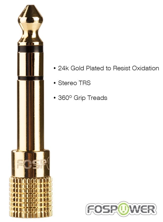 FosPower 6.35mm (1/4 inch) Male to 3.5mm (1/8 inch) Female 3-Conductor TRS AUX Stereo Audio Headphone Jack Adapter - 24K Gold Plated (3 Pack) - Image 3