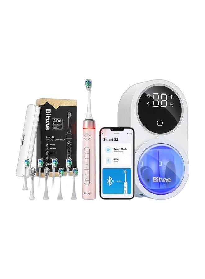 Bitvae S2 Smart Electric Toothbrush for Adults, Smart APP Toothbrush, 8 Heads, Teeth Whitening Toothbrush For Perfect Oral Care. & UV Toothbrush Sanitizer with Holder | Electric & Manual Toothbrush UV-C Sterilizer | Wall-Mounted Rechargeable Toothbrush Cleaner with Air-Drying System | LED Display | Travel-Friendly USB-C Hygiene Case Bundle - Image 1