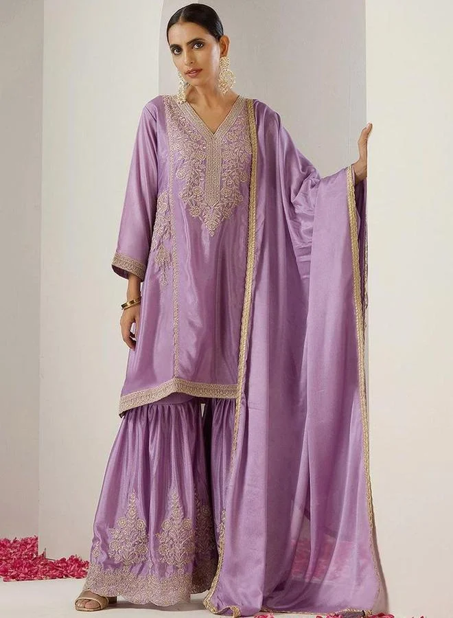 Ishin  Ishin Purple Kurta with Pant and Dupatta Set for Women | Best Price UAE