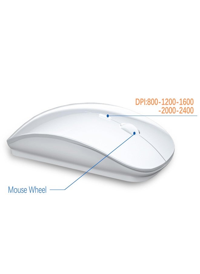 TopMate TopMate Wireless Keyboard and Mouse Combo | Ultra Slim Keyboard with Mute Mice | Designed for Office and Home Use Softly | White - Image 4