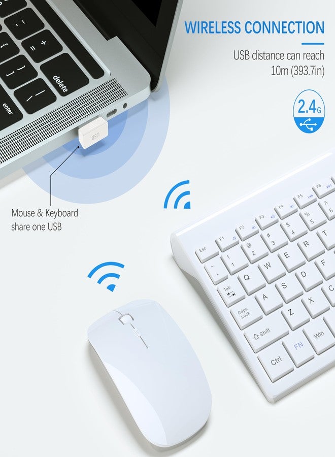 TopMate TopMate Wireless Keyboard and Mouse Combo | Ultra Slim Keyboard with Mute Mice | Designed for Office and Home Use Softly | White - Image 3