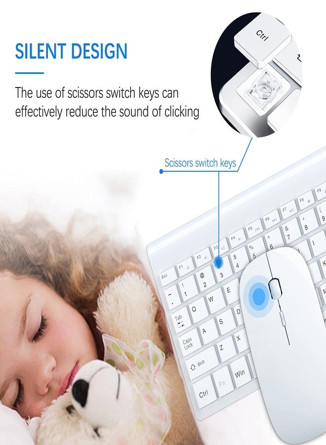 TopMate TopMate Wireless Keyboard and Mouse Combo | Ultra Slim Keyboard with Mute Mice | Designed for Office and Home Use Softly | White - Image 2